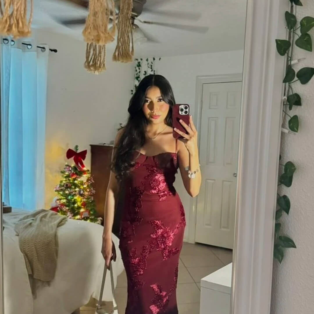 Bodycon Appliqué Tie-Back Evening Gown