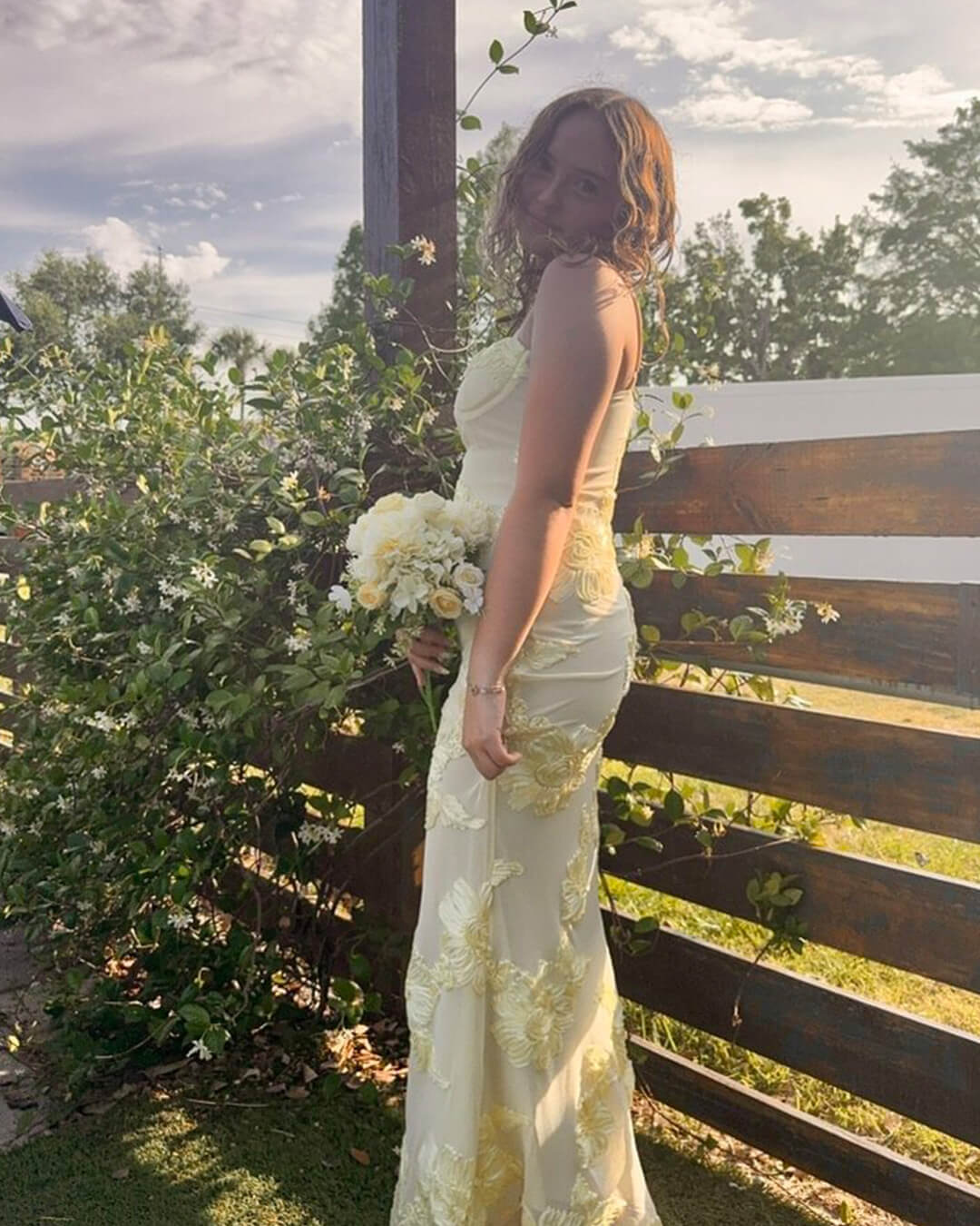 Bodycon Appliqué Tie-Back Evening Gown