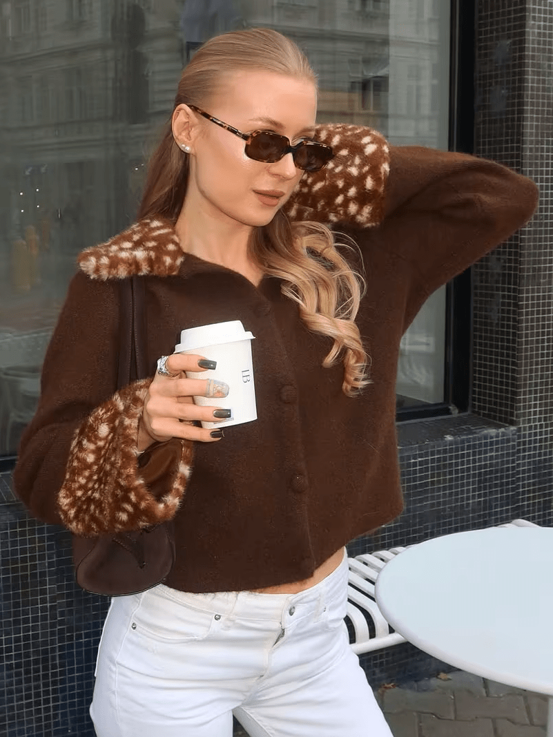 Gilet en maille bordé de fausse fourrure Bambi