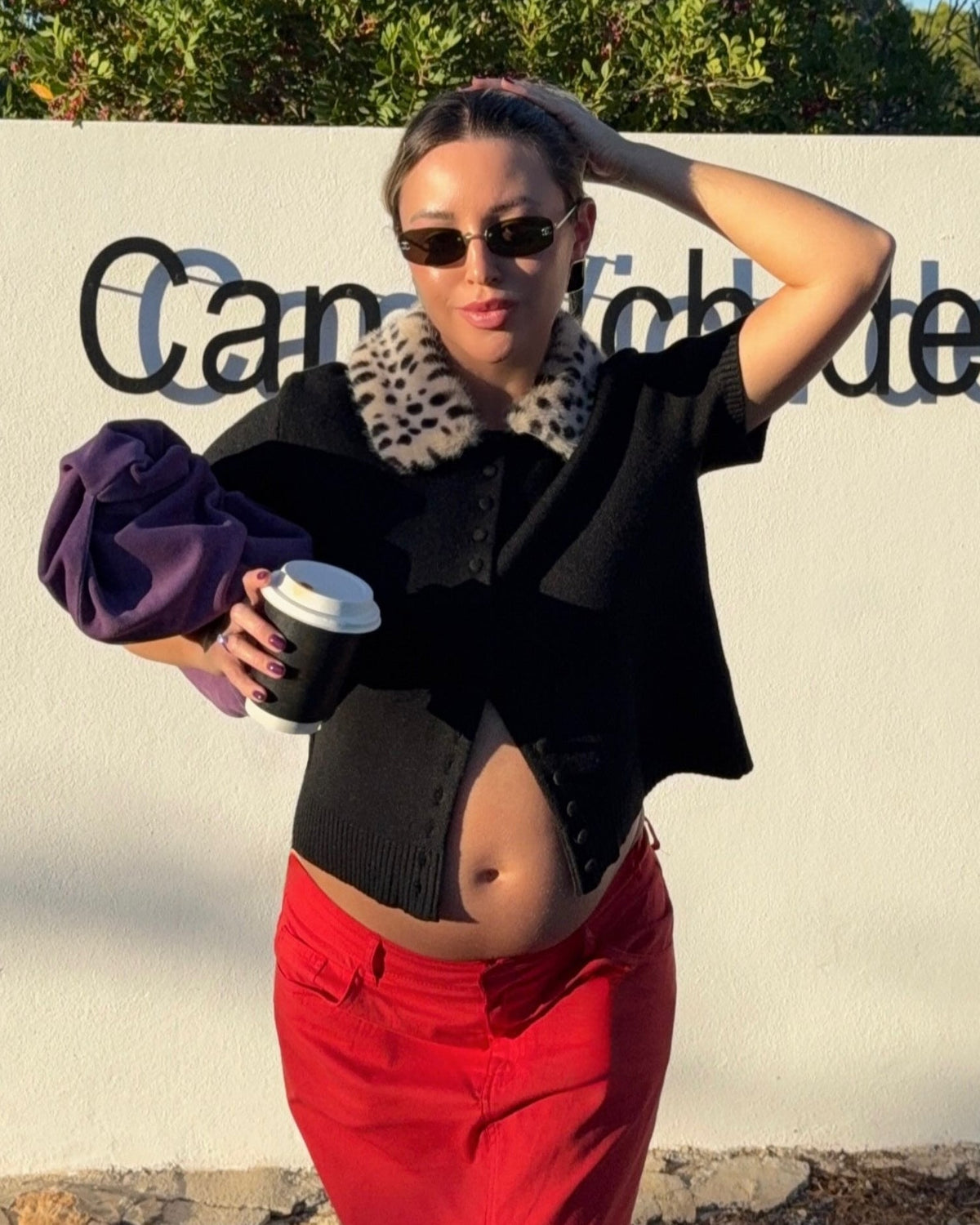 Haut cardigan en maille Bambi à fausse fourrure