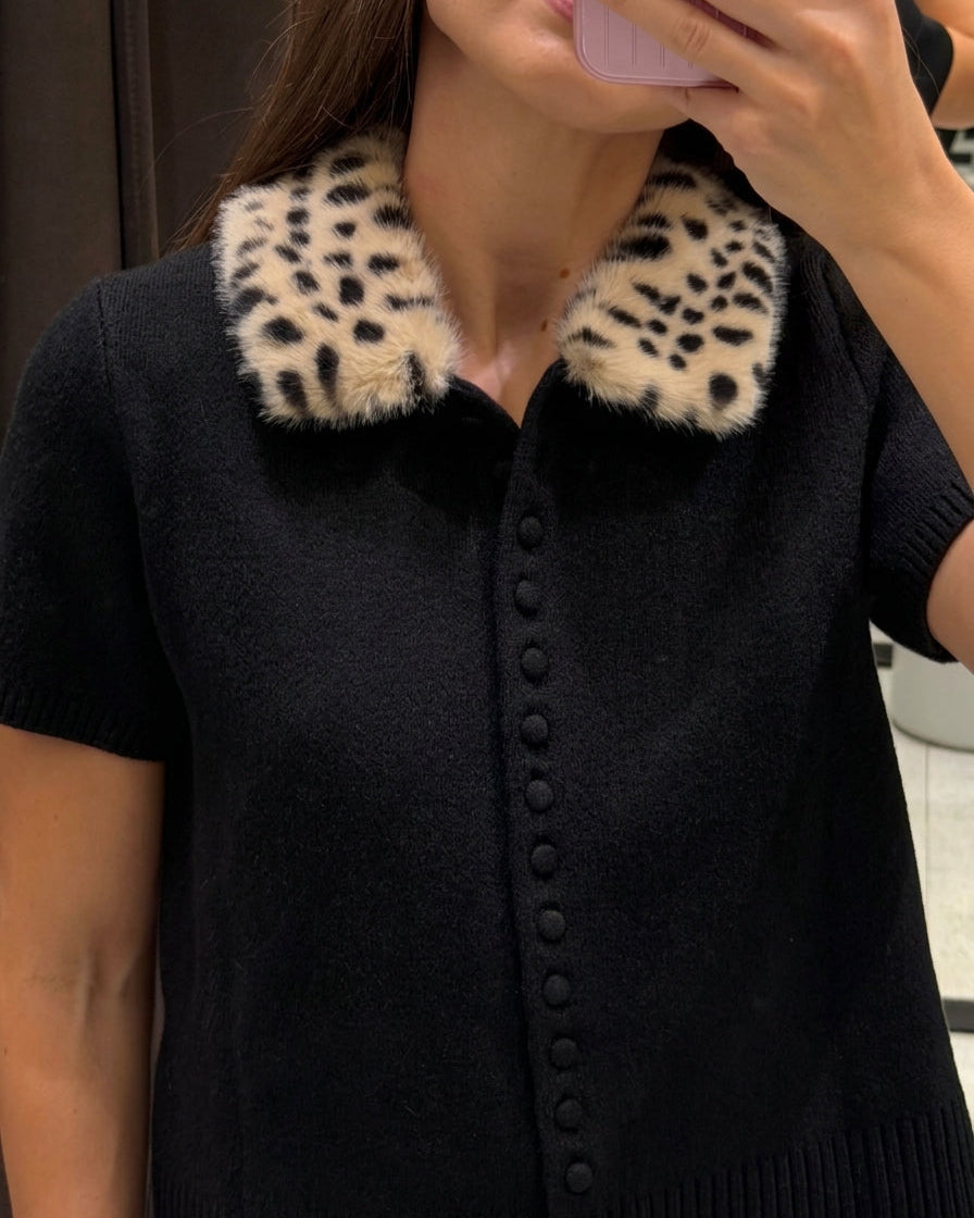 Haut cardigan en maille Bambi à fausse fourrure