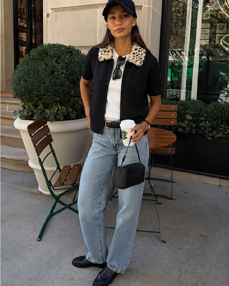 Haut cardigan en maille Bambi à fausse fourrure