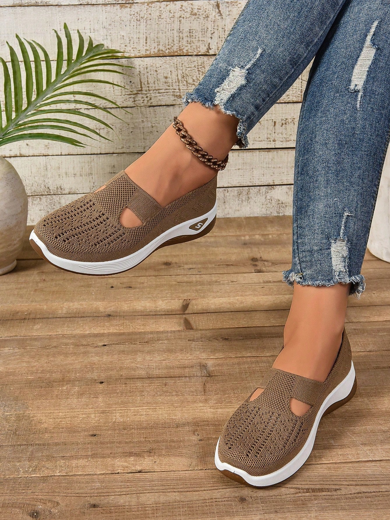 Comfort Slip-On Knitted Walking Shoe