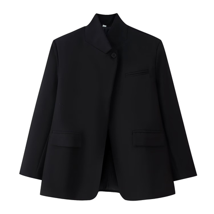 Chic Plaid Stand Collar Blazer