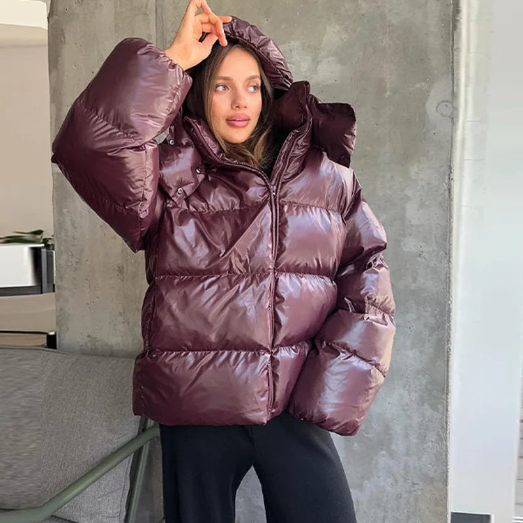 Nica Hooded Puffer Jacket - Stylish Winter Coat for Women, Warm Long Sleeve Casual Streetwear Winter Coats 0