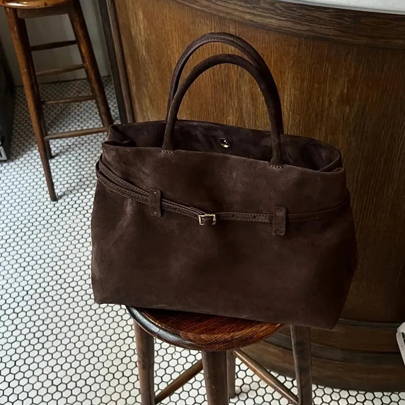 Sac cabas élégant en daim synthétique givré