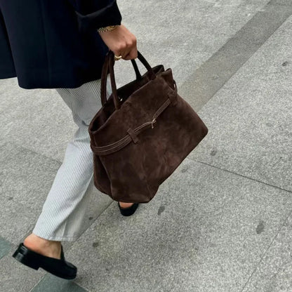 Sac cabas élégant en daim synthétique givré