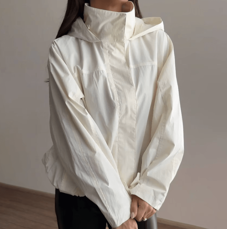 OLANE ivory drawstring bomber jacket
