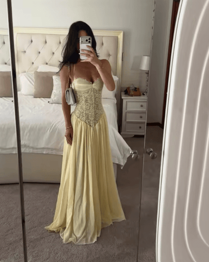 OLANE Nicole Halter Corset Maxi Dress MWomen's Dresses