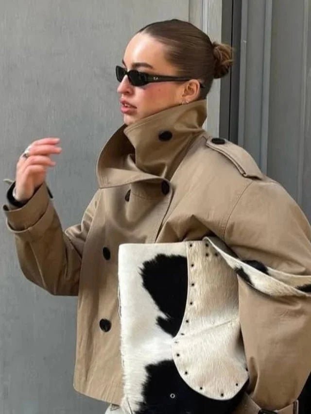 OLANE Alicia Waist-Cinching Belted Trench Coat BeigeXSWomen's Coats & Jackets