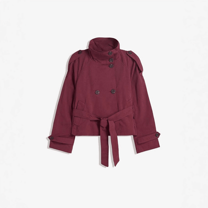 OLANE Alicia Waist-Cinching Belted Trench Coat BurgundyXSWomen's Coats & Jackets