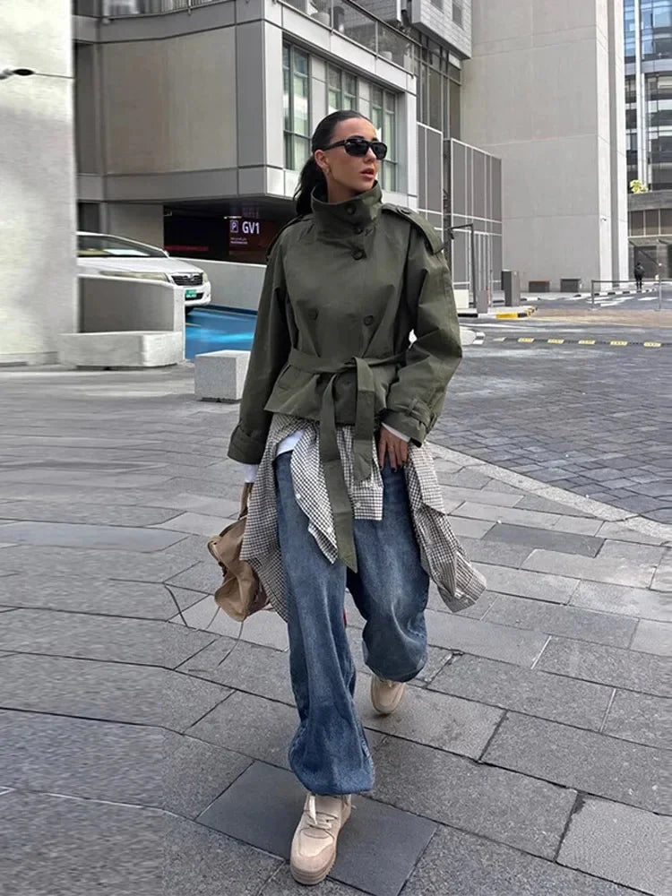 OLANE Alicia Waist-Cinching Belted Trench Coat CamelXSWomen's Coats & Jackets