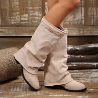 Bottes hauteur genou en suédine synthétique avec boucle
