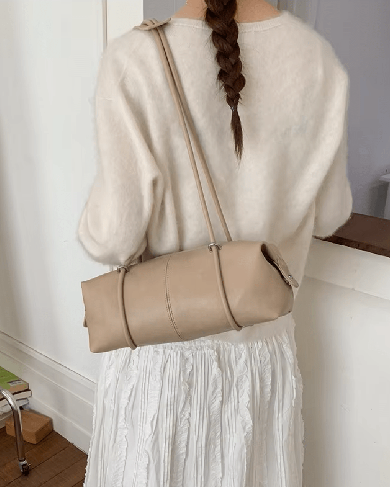OLANE Boston Leather Pillow Shoulder Bag BeigeWomen's Handbags