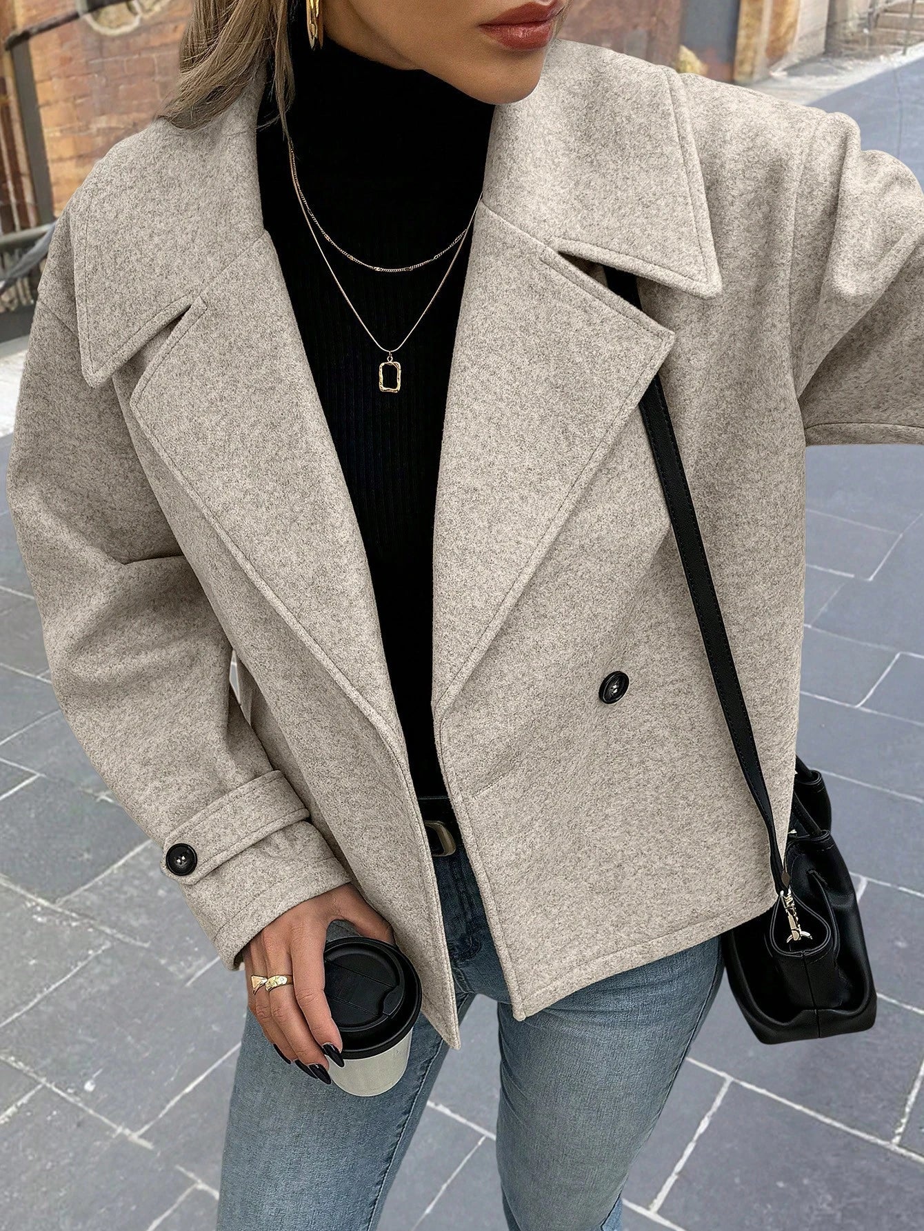 Olane Brand Cropped Wool Jacket BeigeSJackets