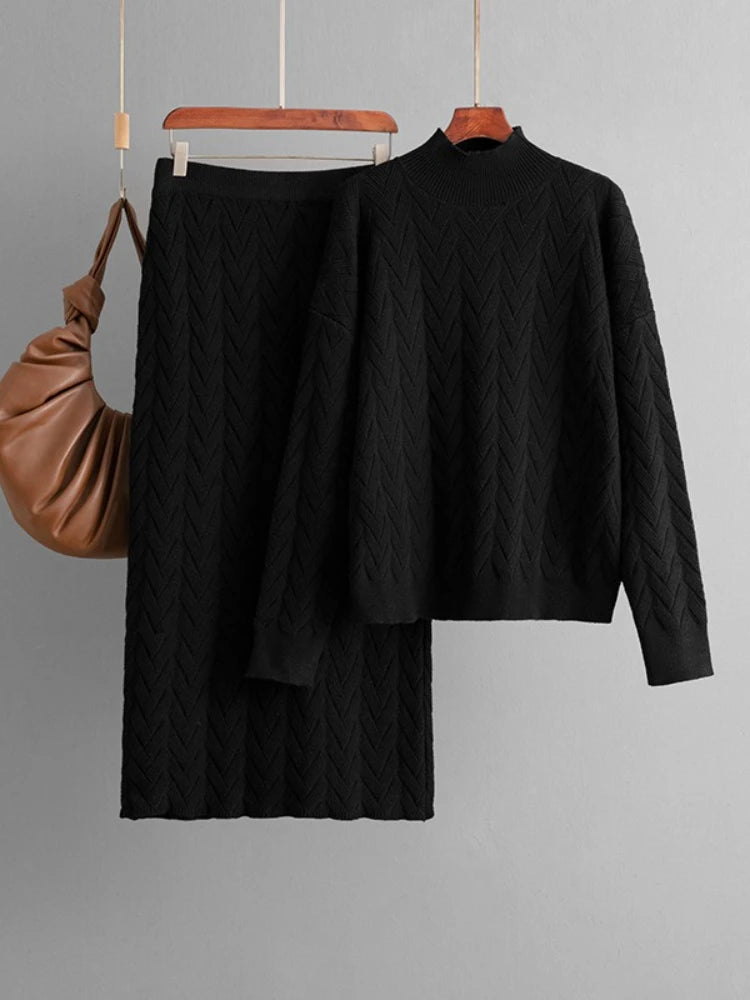 Olane Brand Knitted Loungewear Skirt Set BlackOne SizeWomen's Sets
