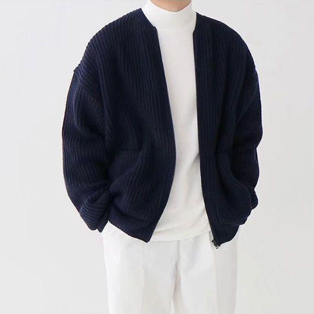 Olane Brand Knitted Zipper Cardigan NavySSweaters & Cardigans