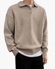 Agasta Polo pour homme - pull fin en maille douce, manches longues, pour l'automne &