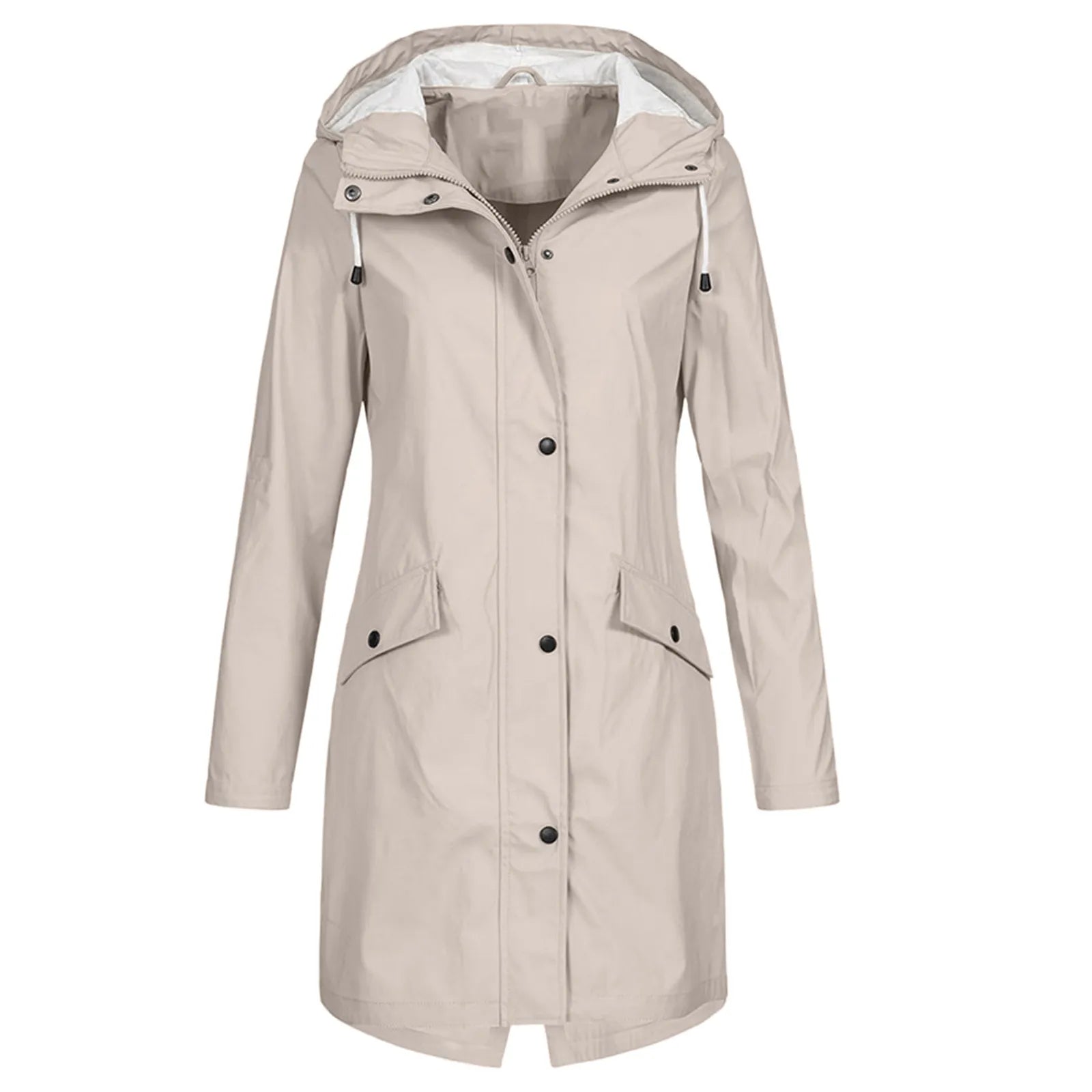 Olane Brand Oversized Waterproof Hooded Raincoat BeigeSRaincoats