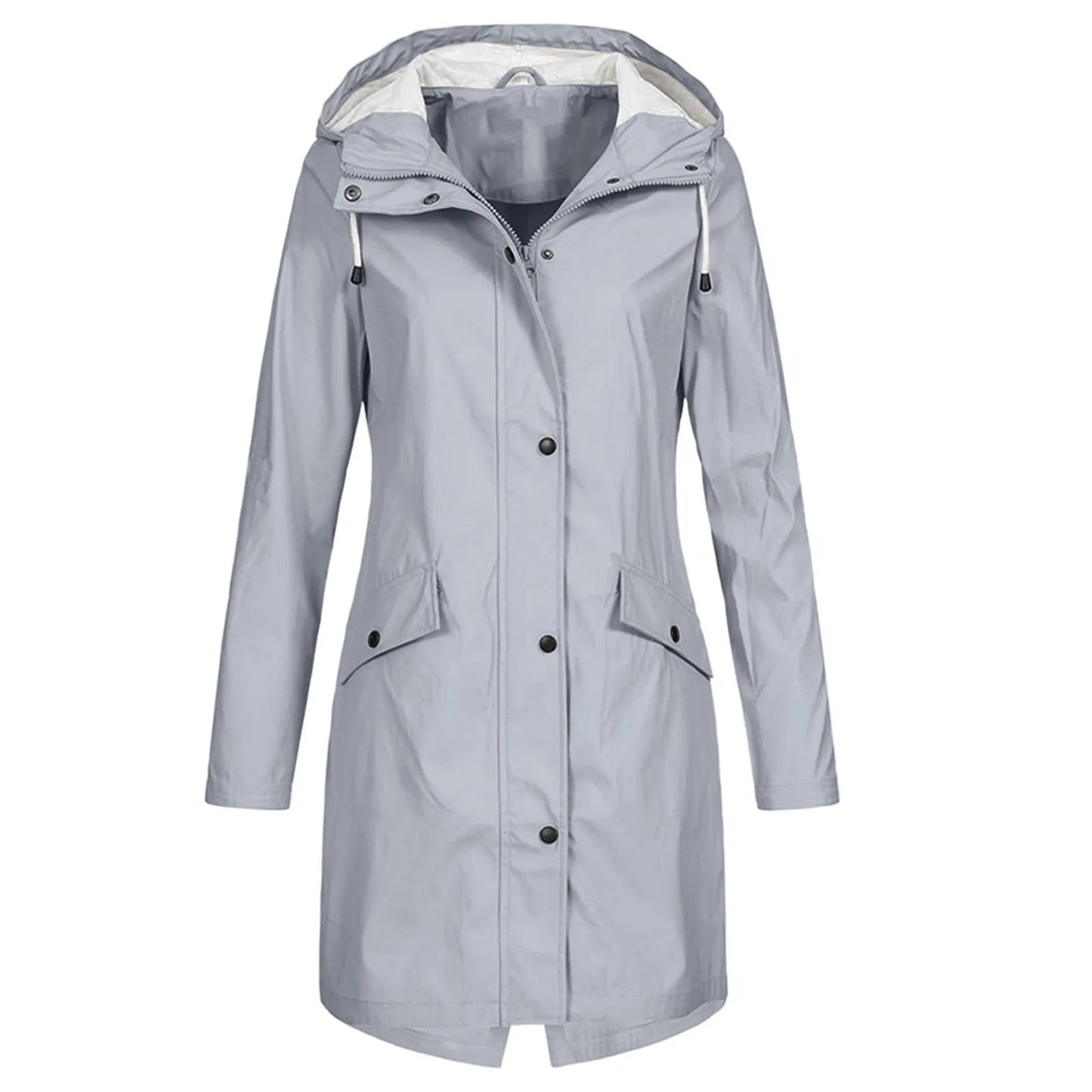 Olane Brand Oversized Waterproof Hooded Raincoat GraySRaincoats