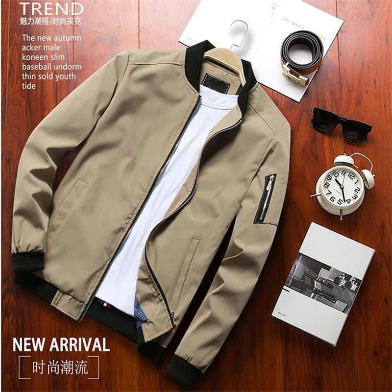 Olane Brand Slim Fit Thin Bomber Jacket Beige4XLBomber Jackets