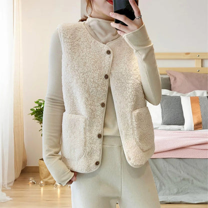 Olane Brand Teddy Fleece Vest CremeSVests
