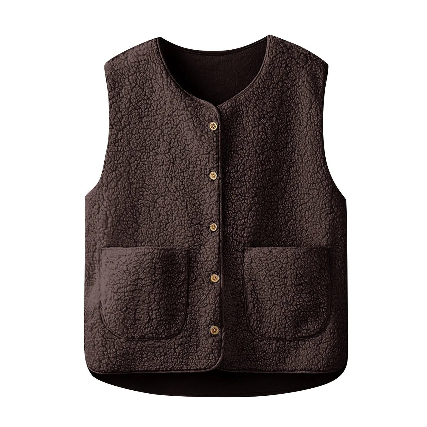 Olane Brand Teddy Fleece Vest Dark BrownSVests