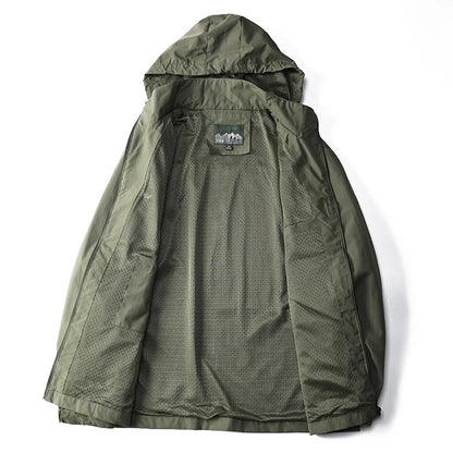 Olane Brand Waterproof Hooded Tactical Jacket BeigeMWindbreakers