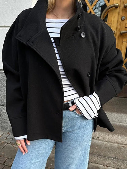 Olane Brand Winter Cape Collar Coat BlackSCoats & Jackets