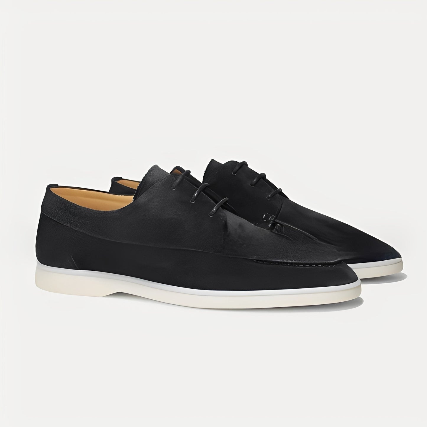 OLANE Casual Lace - Up Suede Flat Loafers Black38Men's Shoes