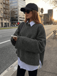 Casual Ribbed Knit Sweater