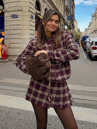 Ensemble bomber à carreaux et skort