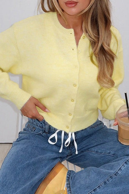 OLANE Chic Button Front Knit Cardigan YellowSWomen's Sweaters & Cardigans