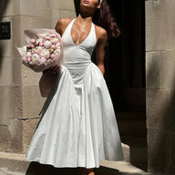 Gina Chiffon Deep Neck Maxi Dress