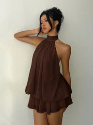 Adjoa Robe mini en mousseline à col Halter