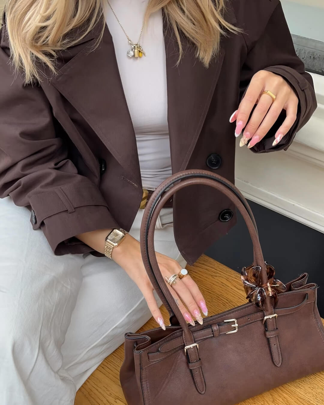 OLANE Classic Cropped Trench Coat BrownXSWomen’s Jackets & Coats