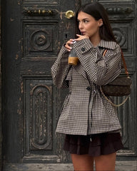 Classic Drawstring Gingham Short Trench
