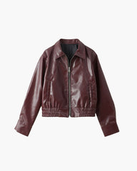 Classic Faux Leather Lapel Jacket