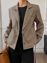 Blazer à lacets classique pied-de-poule