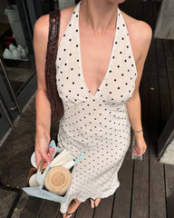 Adora Polka Dot Halter Midi Dress