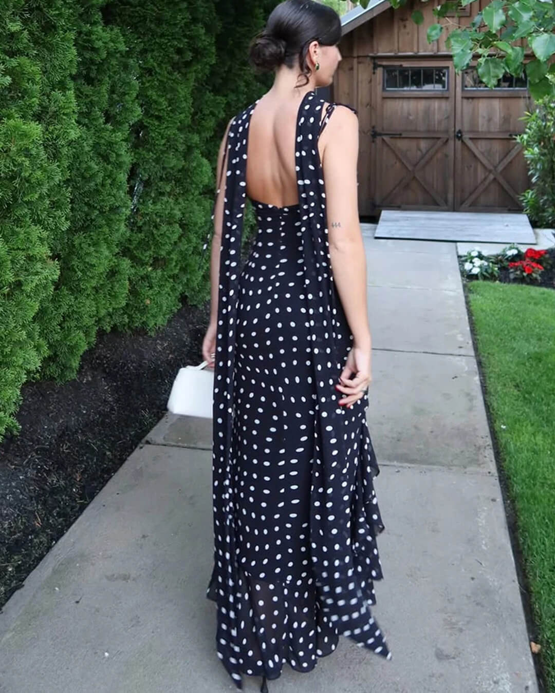OLANE Classic Polka Dot Maxi Dress SWomen's Dresses