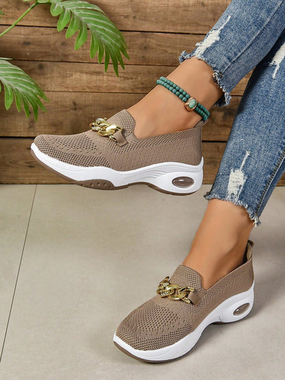 OLANE Comfort Slip-On Knitted Walking Shoe Brown36/6Women's Shoes