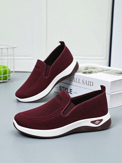 OLANE Comfort Slip-On Knitted Walking Shoe Burgundy35/5Women's Shoes