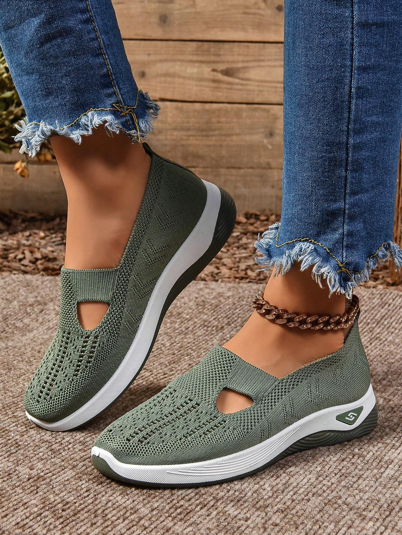 OLANE Comfort Slip-On Knitted Walking Shoe Green42/9Women's Shoes