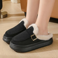Cozy Fur-Lined Mule Platform Slippers