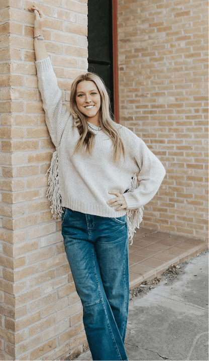 OLANE Cozy Oversized Tassel Knit Sweater MWomen's Sweaters & Cardigans