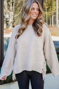 Cozy Oversized Tassel Knit Sweater