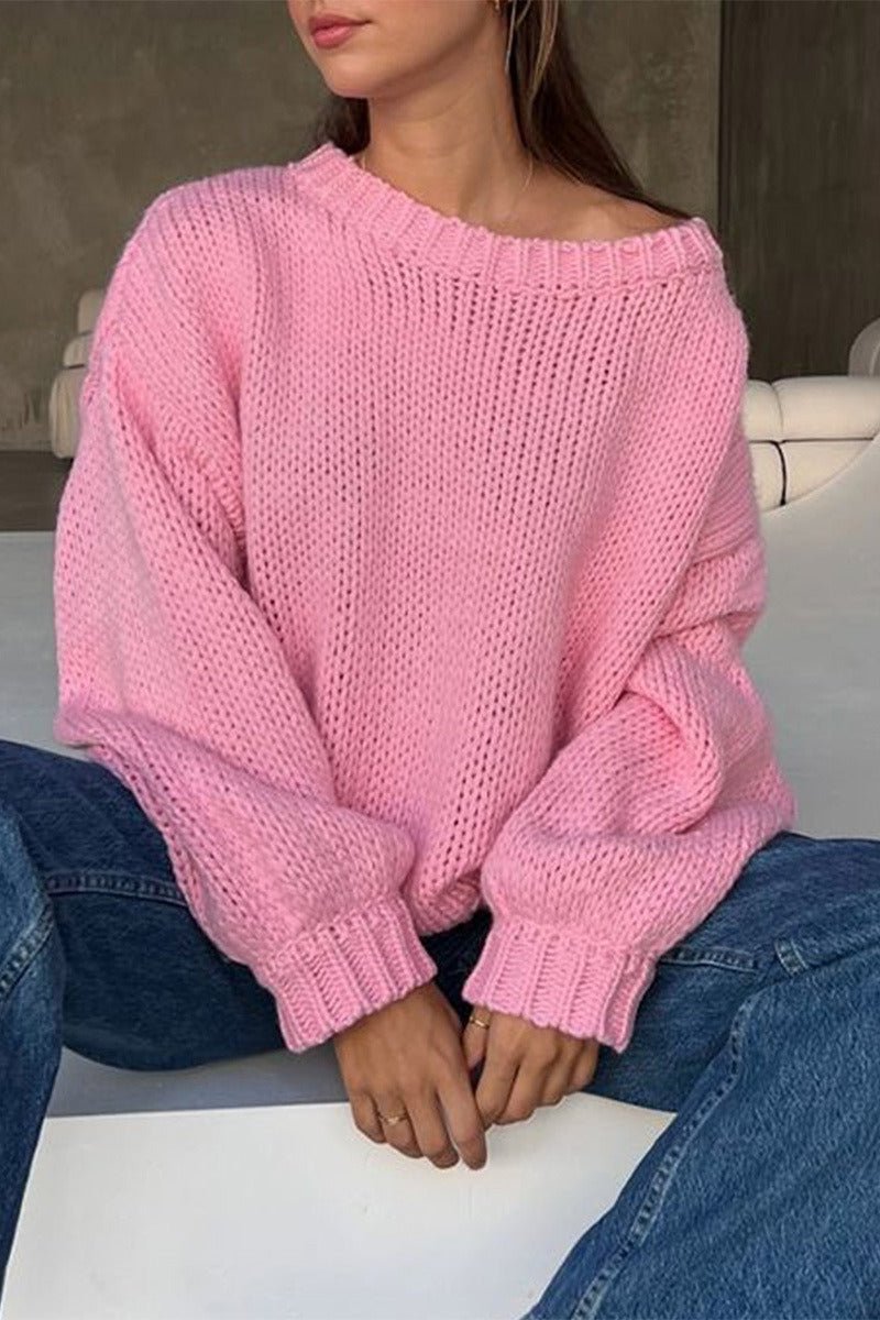 OLANE Crew Neck Layering Sweater PinkOne SizeWomen's Sweaters & Cardigans