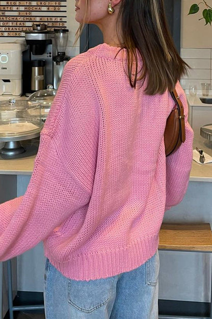 OLANE Crew Neck Layering Sweater PinkOne SizeWomen's Sweaters & Cardigans
