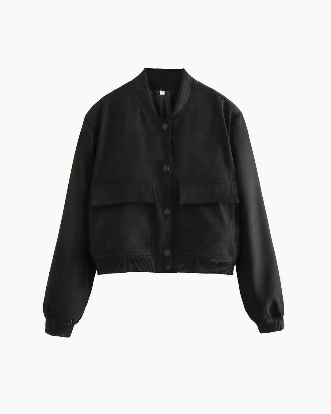 OLANE Cropped Ribbed Bomber Jacket BlackSWomen's Coats & Jackets